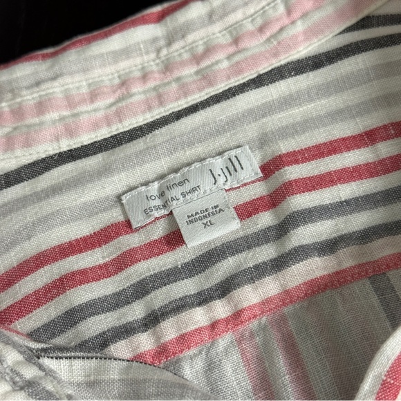J. Jill XL Love Linen Essential Button Down Shirt White Multicolored Stripes - Picture 5 of 7